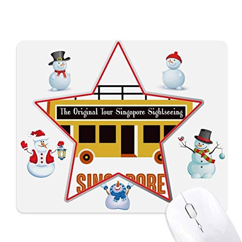 Tapis de souris Noël Singapour avec bonhomme de neige pour bureau