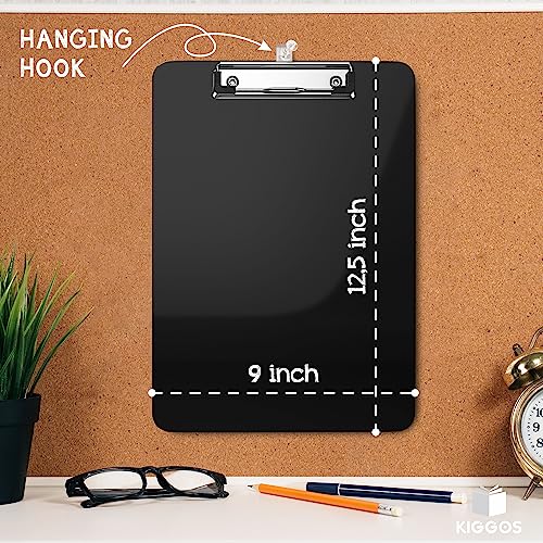 Image of KIGGOS Acrylic Clipboards 12.5 x 9, Black 25 Pack Letter Size Clip Boards with Low Profile Metal Clips, Hold up to 100 Sheets, Lightweight Set for Classroom, School, Office and Home