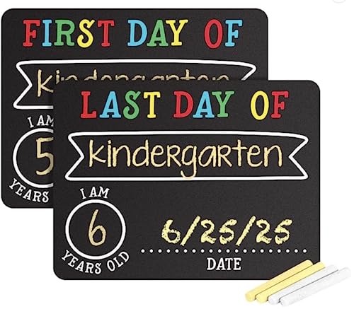 Image of Pearhead Photosharing Chalkboard Signs, Perfect to Commemorate the First and Last Day of School, 2 Chalkboard Signs for School Celebrations and Milestones