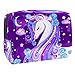 Produktbild Make-up Taschen Lila langes Haar Einhorn Kulturbeutel Kosmetiktasche Waschtasche für Kinder Frauen Mädchen Damen 18.5x7.5x13cm