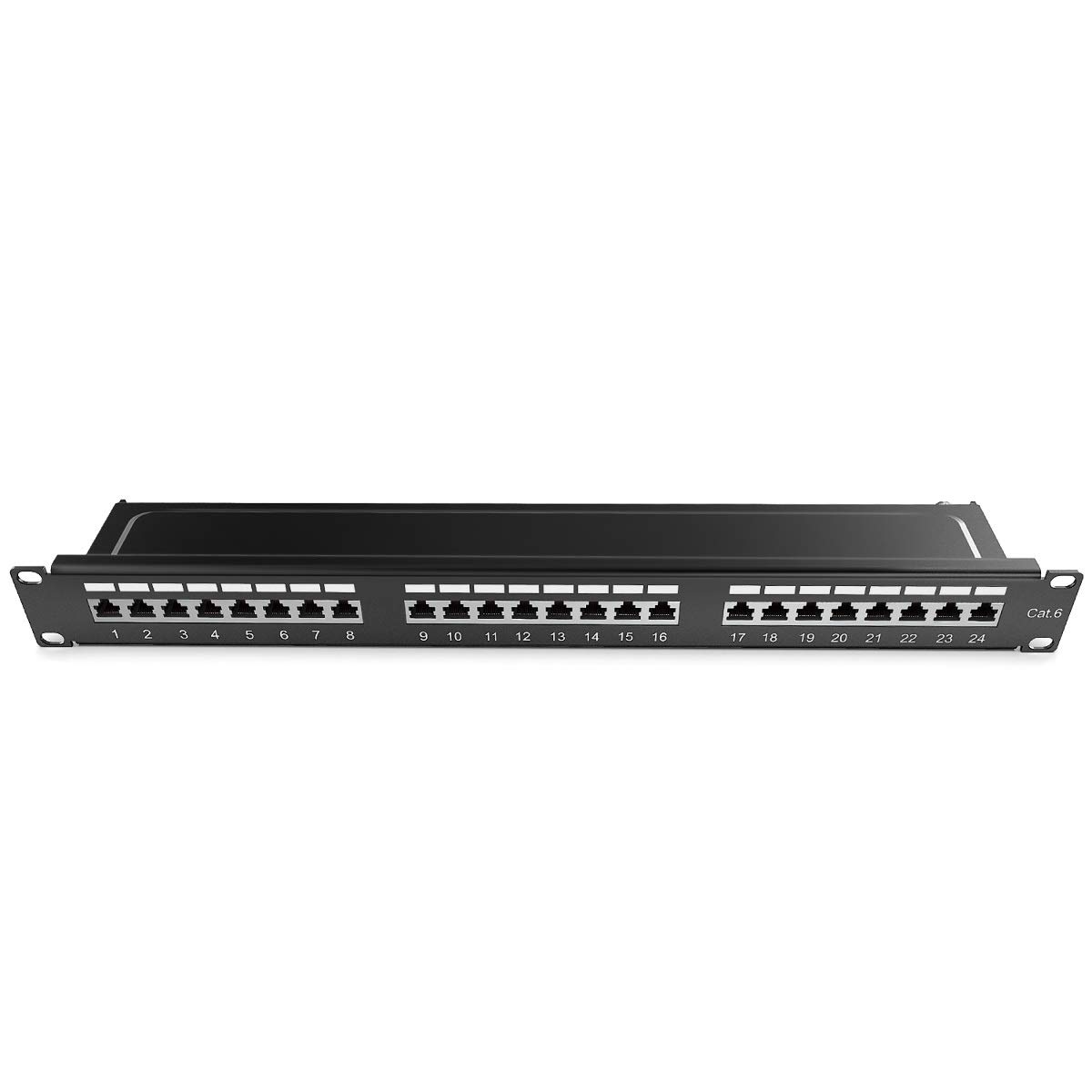 kwmobile Patch Panel 24 Porte 19" - Pannello Patch Cat 6 schermato - Distributore cat6 con Cavo per Messa a Terra e Materiale per Montaggio