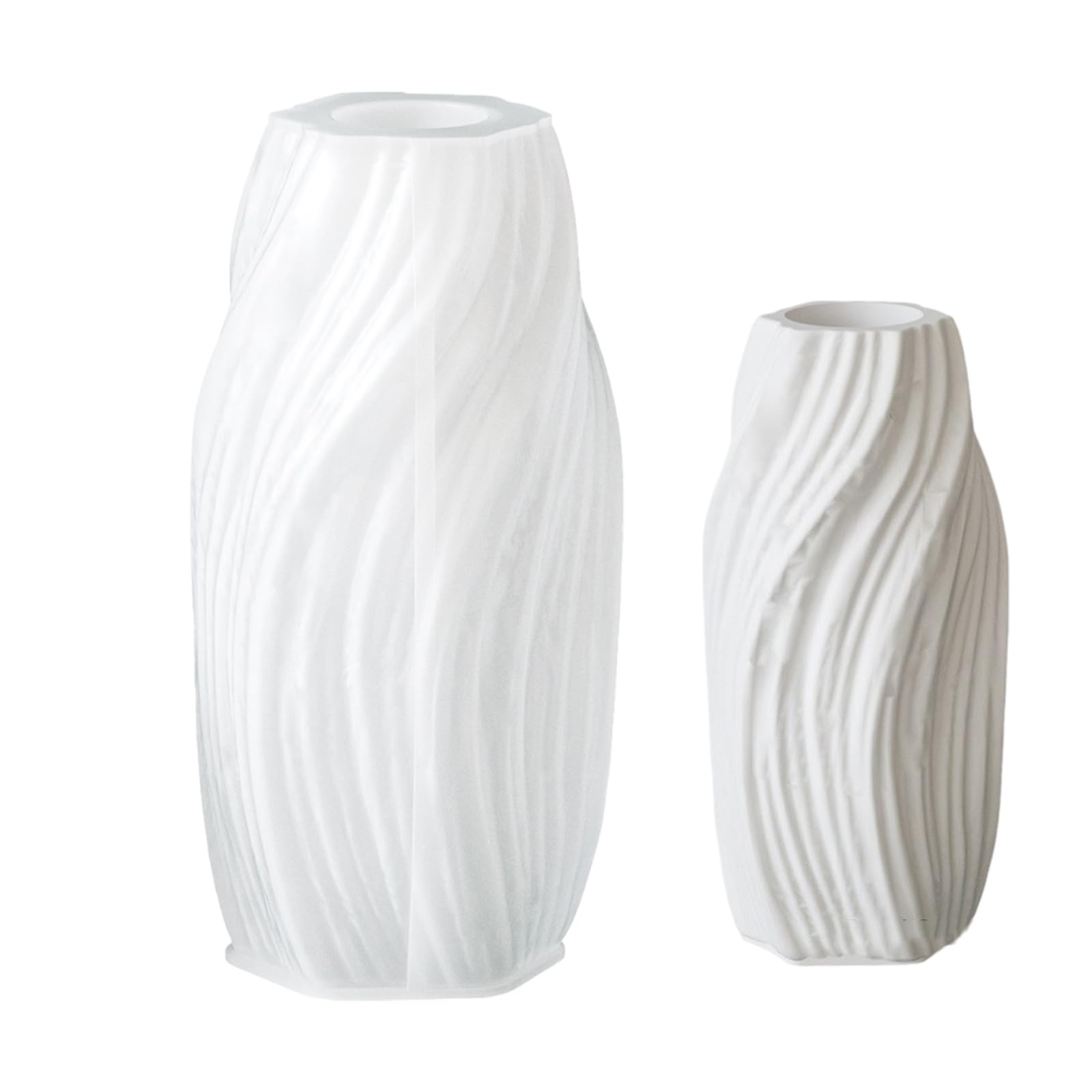 BWANGIAO Waved Texture Silicone Mold For Resin Flower Vase Crafting Flower Container Mold For Home Decors And Making