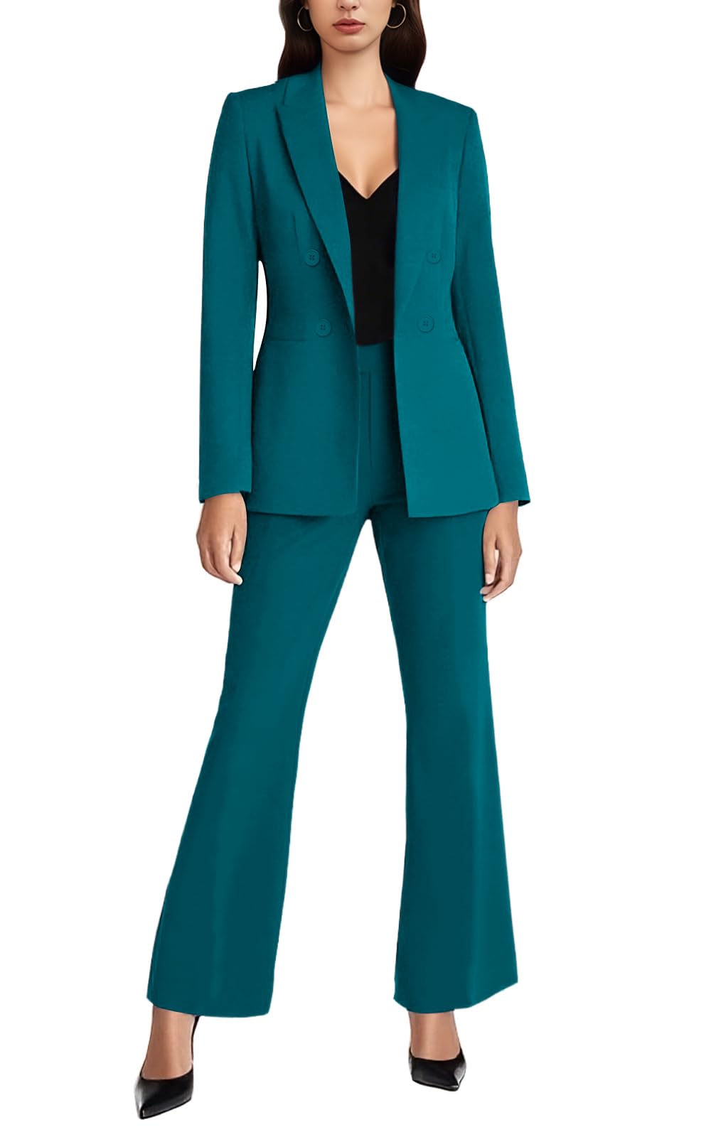 Agenlulu Womens 2 Piece Suits Business Casual Outfits Long Sleeve Solid Blazer Pantsuits Professional Office Work Sets