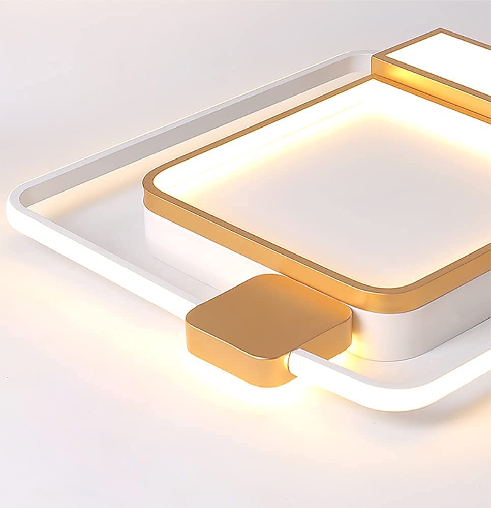 Żyrandol ściemnialny sufitowy LED, lampy sufitowe do sypialni z pilotem nowoczesny szykowny kwadratowy design oświetlenie sufitowe do salonu metalowa akrylowa lampa wewnętrzna opra