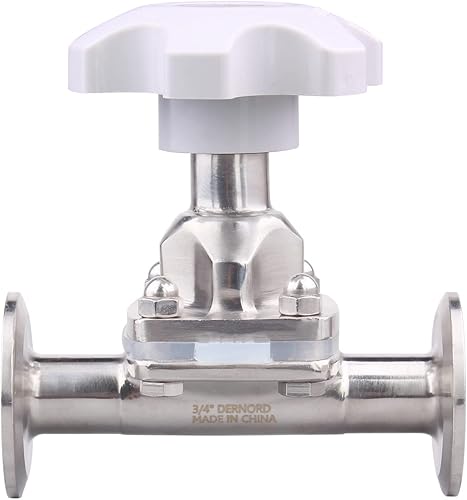 Vista 2 de DERNORD Válvula de diafragma sanitaria Sello de silicona Acero inoxidable 316L, 1.5 "Válvula de triple abrazadera (tubo de 3/4 pulgadas OD)