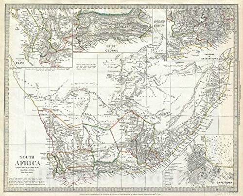 Historic Map : Southern Africa, S.D.U.K., 1834, Vintage Wall D?or : 24in x 20in