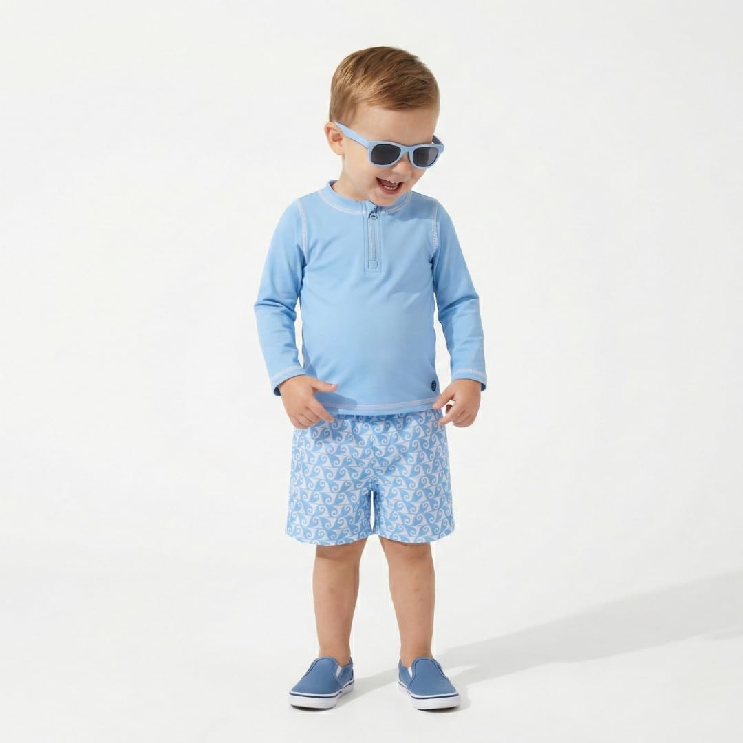 Sperry Jungen UPF 50+ Rashguard und Badehose mit Sonnenbrille, 3-teiliges Badebekleidungs-Set, Badeanzug für Säugling bis Kleinkind