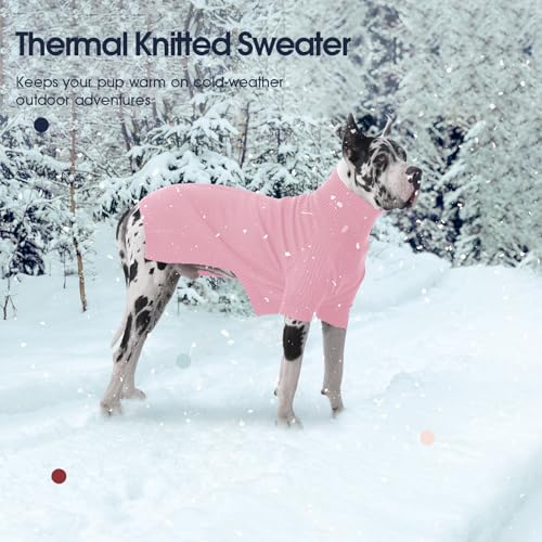 Image of Turtleneck Dog Sweater, Thermal Knitted Sweater for Small Dogs (Pink, M)