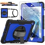 iPad 6th/5th Generation Case with Tempered Glass Screen Protector, iPad 9.7 Case 2018/2017, [360° Ro