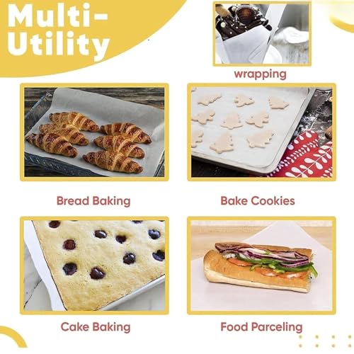 Image of Food Wrapping Paper Roll for Kitchen - 30 Mtr /300 Gram Non-Stick Butter Paper & Parchment Paper for Baking, Air Fryer & Roti Wrap | Eco-Friendly & Food Grade Foil Paper Alternative