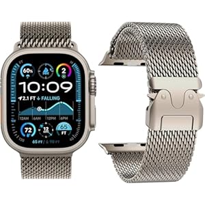 Pulsera Milanese Loop Compatible con Correas Apple Watch Ultra 2/Ultra 49mm 46mm 45mm 44mm 42mm(Series 3 2 1) Mujeres Hombres, Hebilla Paracaídas Correa Metal para iWatch 10 9 SE 8 7 6 5 4