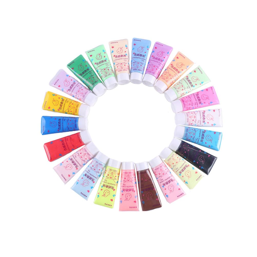 Operitacx Simulation Cream Glue Set 22 Colors 3D Pattern Kit for DIY Phone Case Decoration with 50Ml Bottles Easy to Use Crafting and Personalizing