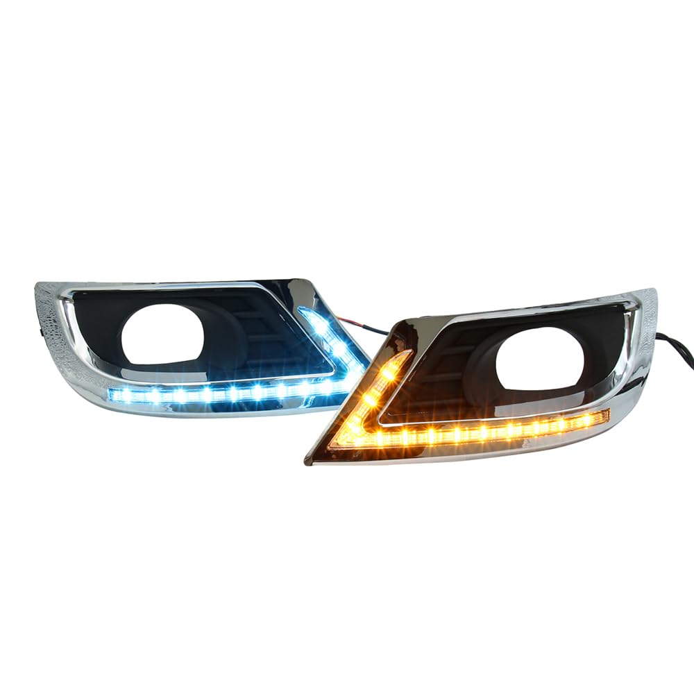 Lámparas de día del Riloer, LED LEDTHINE LUCES DEL DOURS CON LUZ DERECHA BLANCO + señal de giro amarillo + luz azul, lámpara de señal de giro de parachoques LED con 3 modos luminosos