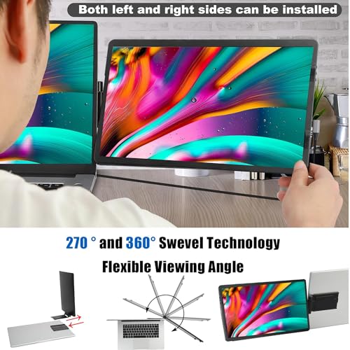 Image of farfi Laptop Screen Extender - 360 Rotatable Portable Monitor | 11.6 inch inch Foldable Laptop Monitor Extender with USB-C & Mini HDMI, Plug and Play for Mac, PC, and Android, 91005358FARFI