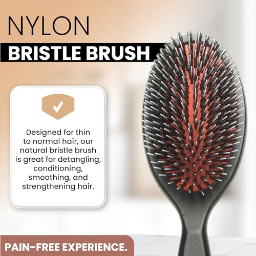 Since 1869 Hand Made In Germany - Nylon and 100% First Cut Boar Bristle Brush Suitable For Normal to Thick Hair - Gently Detangles, No Pulling or Split Ends - Softens Improves Texture, (Medium) - Image 6