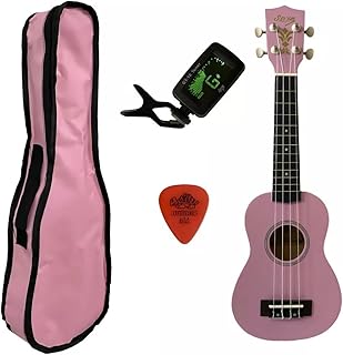 Ukulele rosa seven soprano suk-07 pi c/capa e afinador