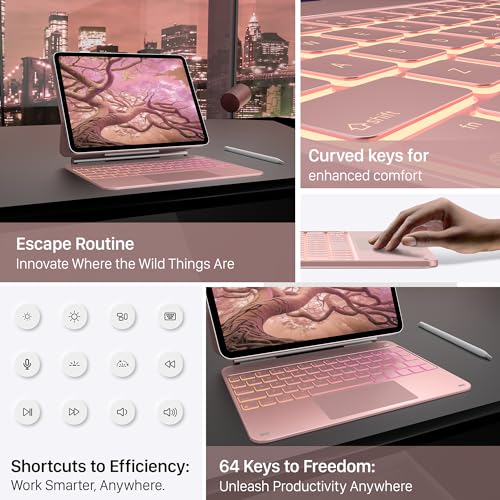 Image of typecase Edge Keyboard Case for iPad Air 11-inch(M4 /M3 /M2, 2026 /2025 /2024), iPad Pro 11 inch (4th /3rd /2nd /1st Gen) & iPad Air 10.9 inch 5 /4th Gen, Multi-Touch Trackpad, 11-Color Backlight, Rose
