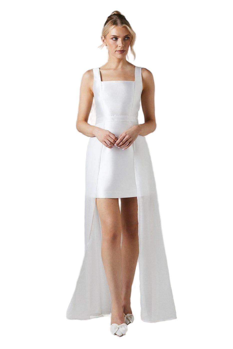 Coast Women's Ivory Twill Mini Wedding Dress With Organza Skirt In | : Size 12