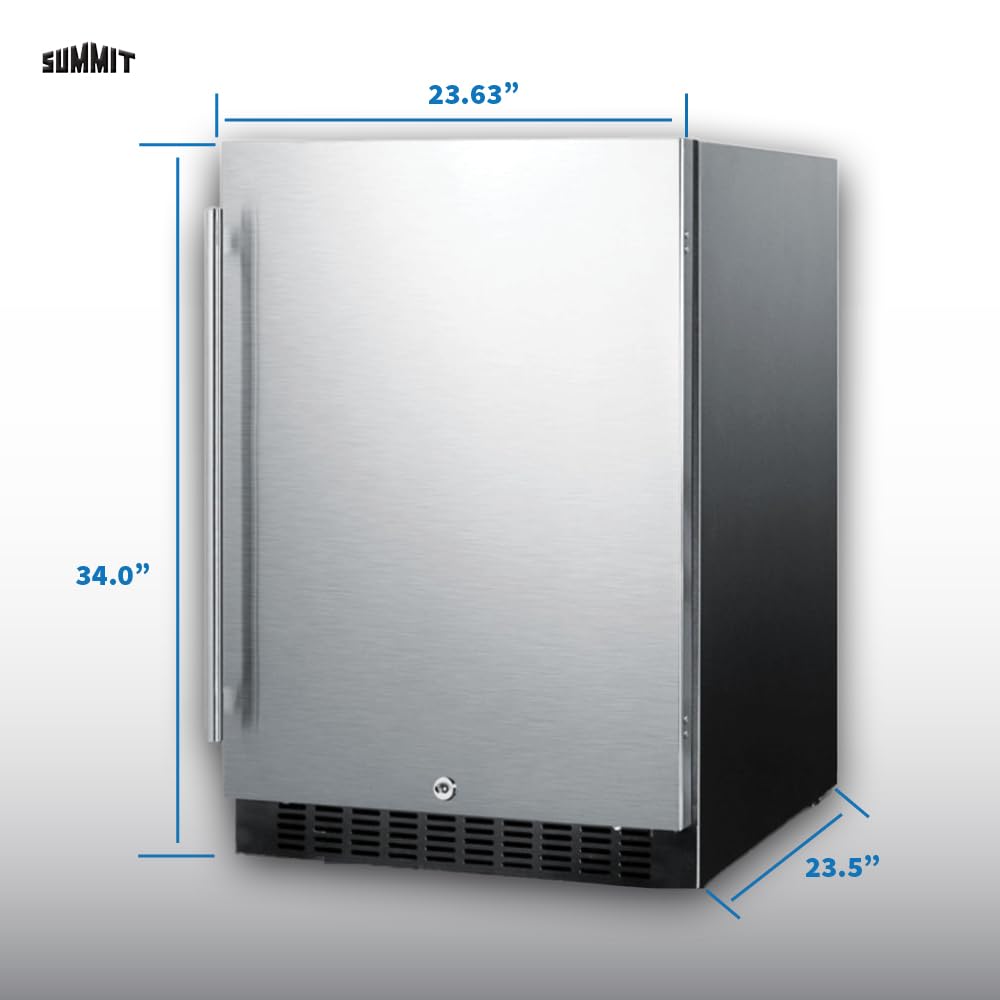 Summit 24” Built-In Refrigerator, Outdoor, 4.6 cu.ft Capacity, Stainless Steel, Black- SPR627OS