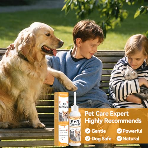 prowithlin Ohrenreiniger Hunde (120 ml) - Entfernt Wachs und Gerüche, Stoppt Kopfschütteln und Kratzen - Schonende Ohrentropfen für Hunde - Ohrreiniger für Alle Katzen und Hunde