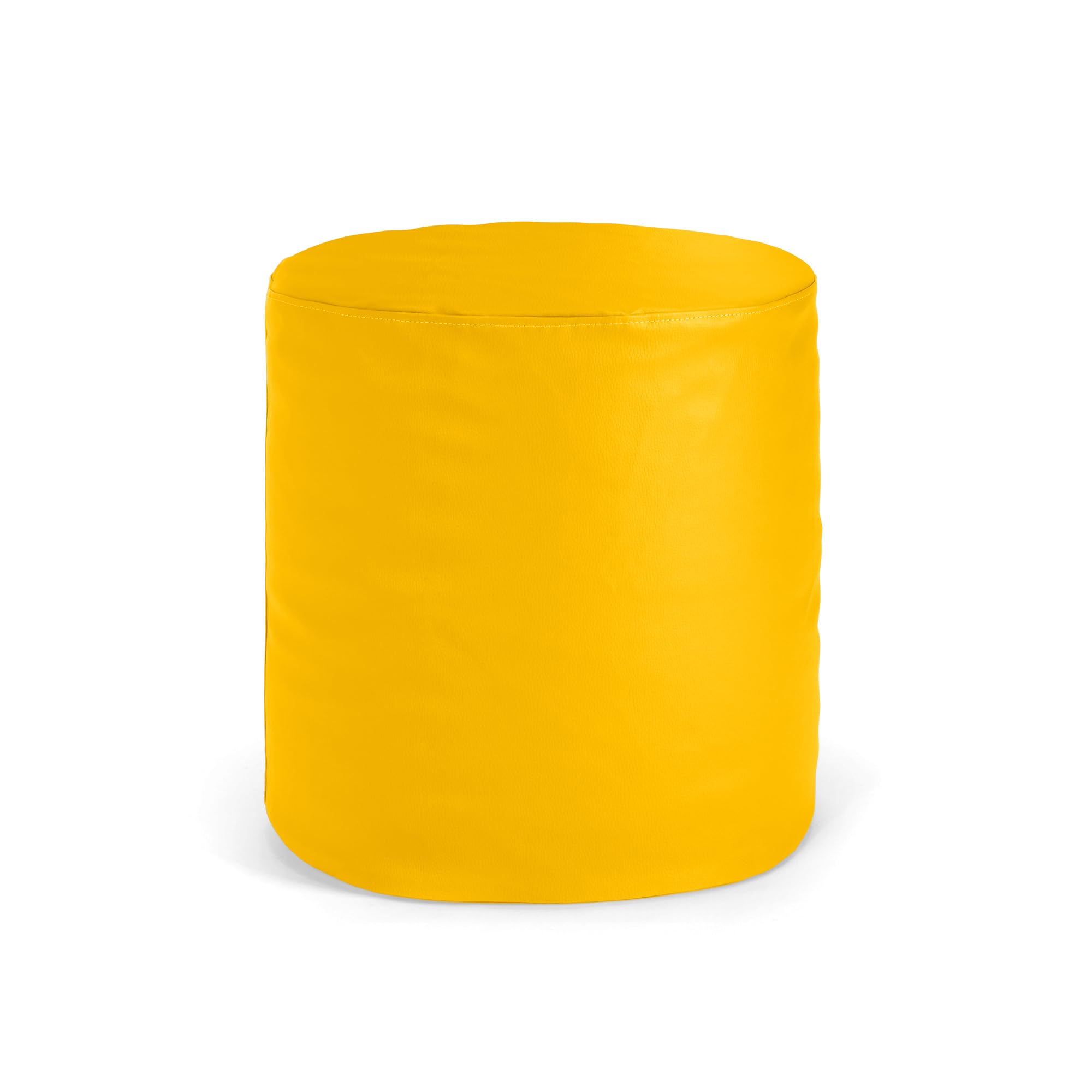 Bepouf - Poggiapiedi Rotondo Morbido in Ecopelle con Imbottitura in Palline di Polistirolo, Poggiapiedi adatto per Camera e Salotto - Dimensione 50x50 (Giallo Canarino, 50x50 cm)