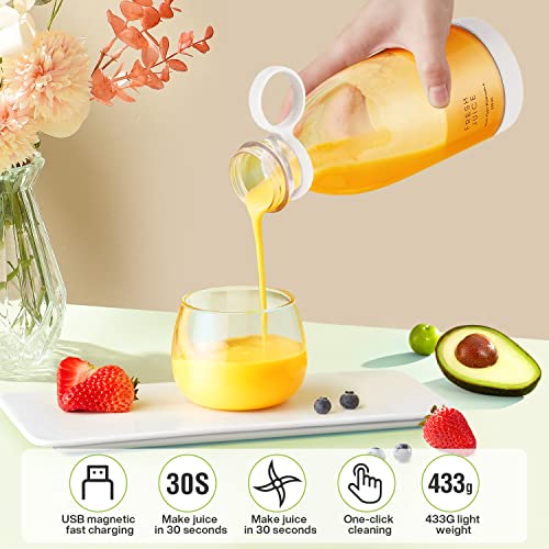Image of 11.8 Oz Portable Blender, Fresh Juice Blender for Shakes & Smoothies-White | For Shakes and Smoothies,Magnetic USB Fast Charging Mini Mixer Bottle,Take It for Traveling,Outdoor,Gym,Office,Cars,Gift