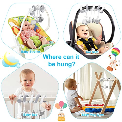 Promise Babe Hanging Car Seat Toys,Infant Stroller Toys For Car Seat Stroller Mobile Crib Bar With Bell,Baby Activity Spiral Plush Toys Best Gift For Boys And Girls,Spiral Activity Toy #TOP1