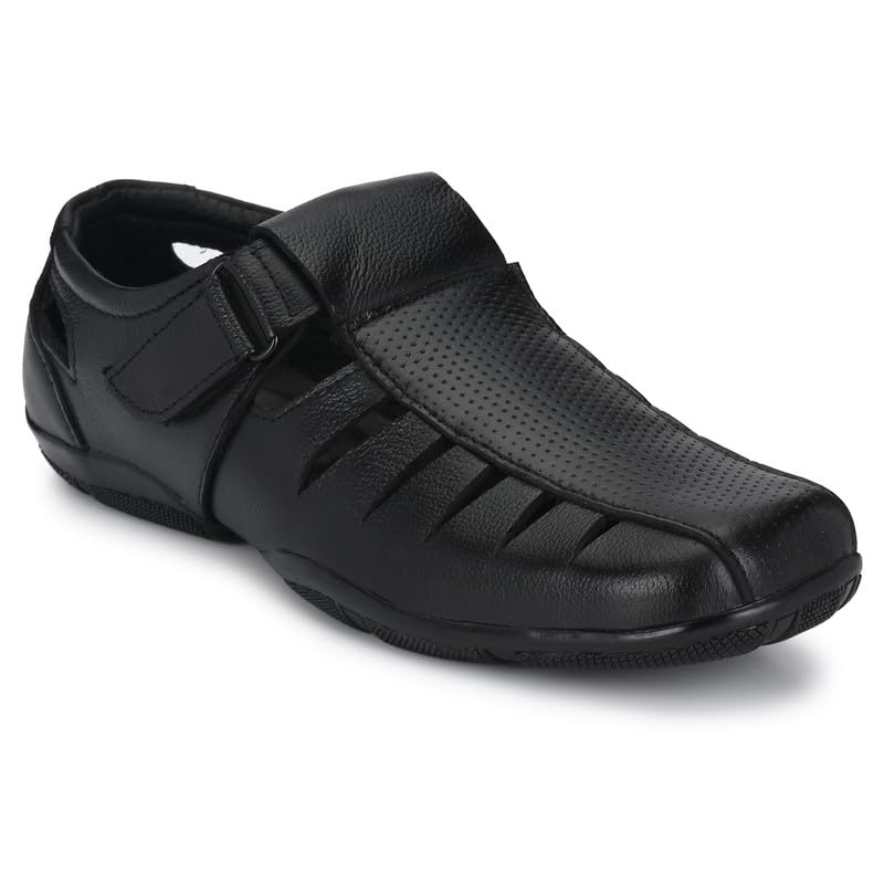 Ronnens Mens Leather Sandals | Stylish & Comfortable Leather Footwear sandals for Outdoor & Indoor wear| Color-Black,Size-8 (B0CK4DPMHN) Amazon Price History, Amazon Price Tracker