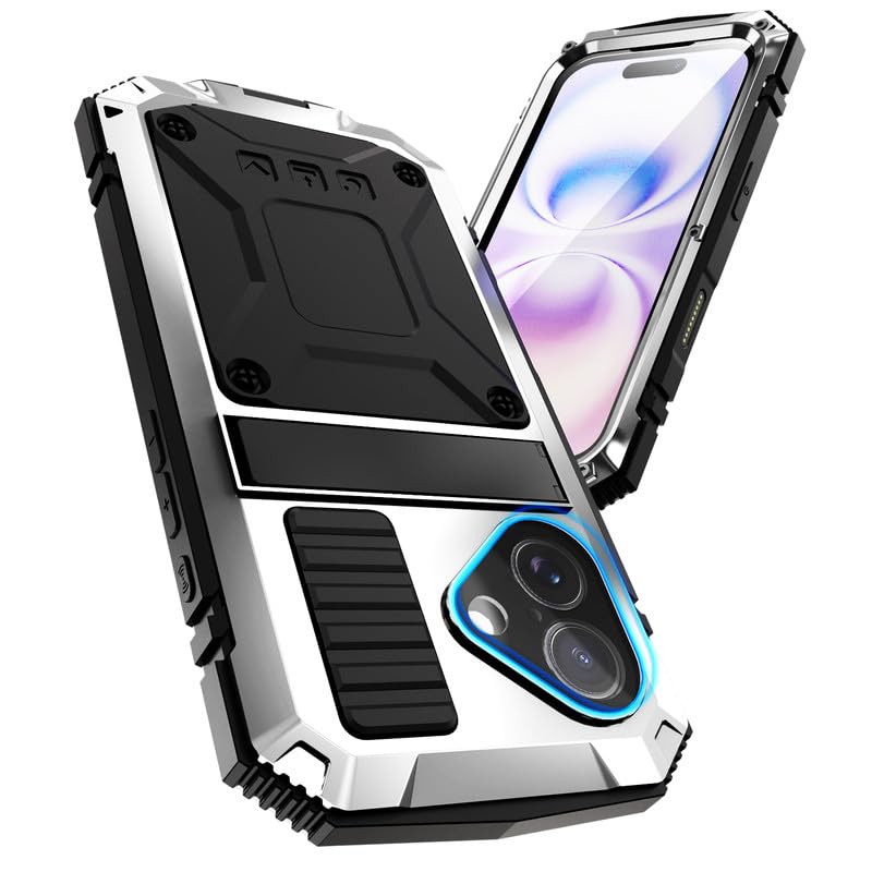 Funda para iPhone 17 para exteriores, IP-54, soporte, protector de pantalla, resistente militar, 360 grados, carcasa de silicona a prueba de golpes, de metal, para iPhone 17 de 6.3 pulgadas
