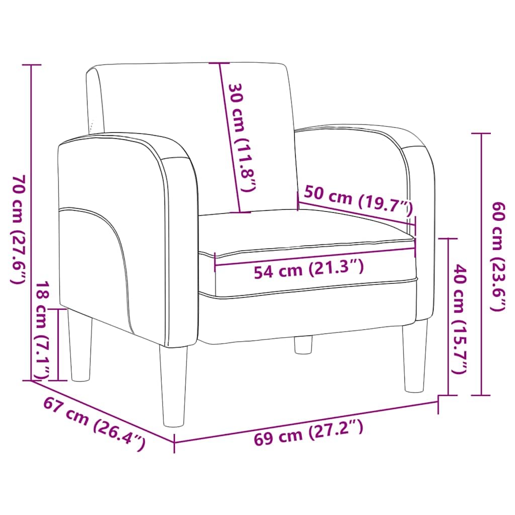 vidaXL Sessel mit Armlehnen Schwarz 54 cm Kunstleder, Sofasessel, Fernsehsessel, Relaxsessel, Einzelsofa, Relaxsofa, Wohnzimmer Sessel