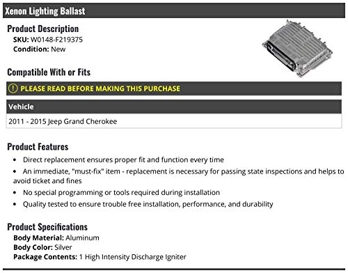 Xenon Lighting Ballast - Compatible with 2011-2015 Jeep Grand Cherokee