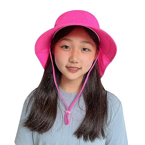Kids Sun Hats with Neck Flap UPF 50+ UV Protection Wide Brim Boys Girls Beach Swim Sunhat Summer Beach Hat Kids Safari Hat
