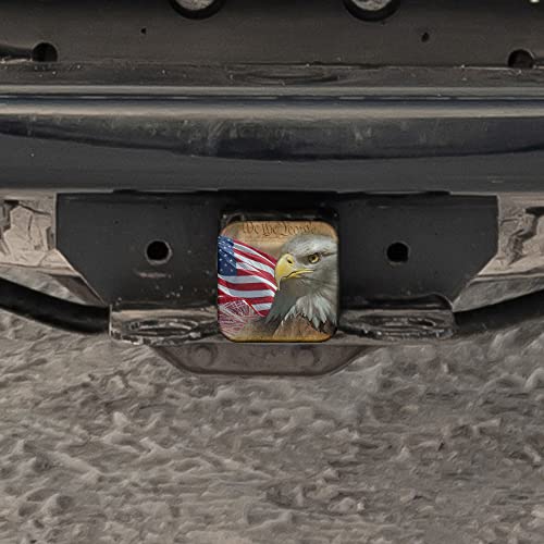 Swono Hitch Cover American Flag, USA Flag Bald Eagle Constitution Rubber 2 Inch Tow Rear Receivers Plug Covers Trailer Hitch Covers for for Pickup Trucks Cars SUVs - Thumbnail 5