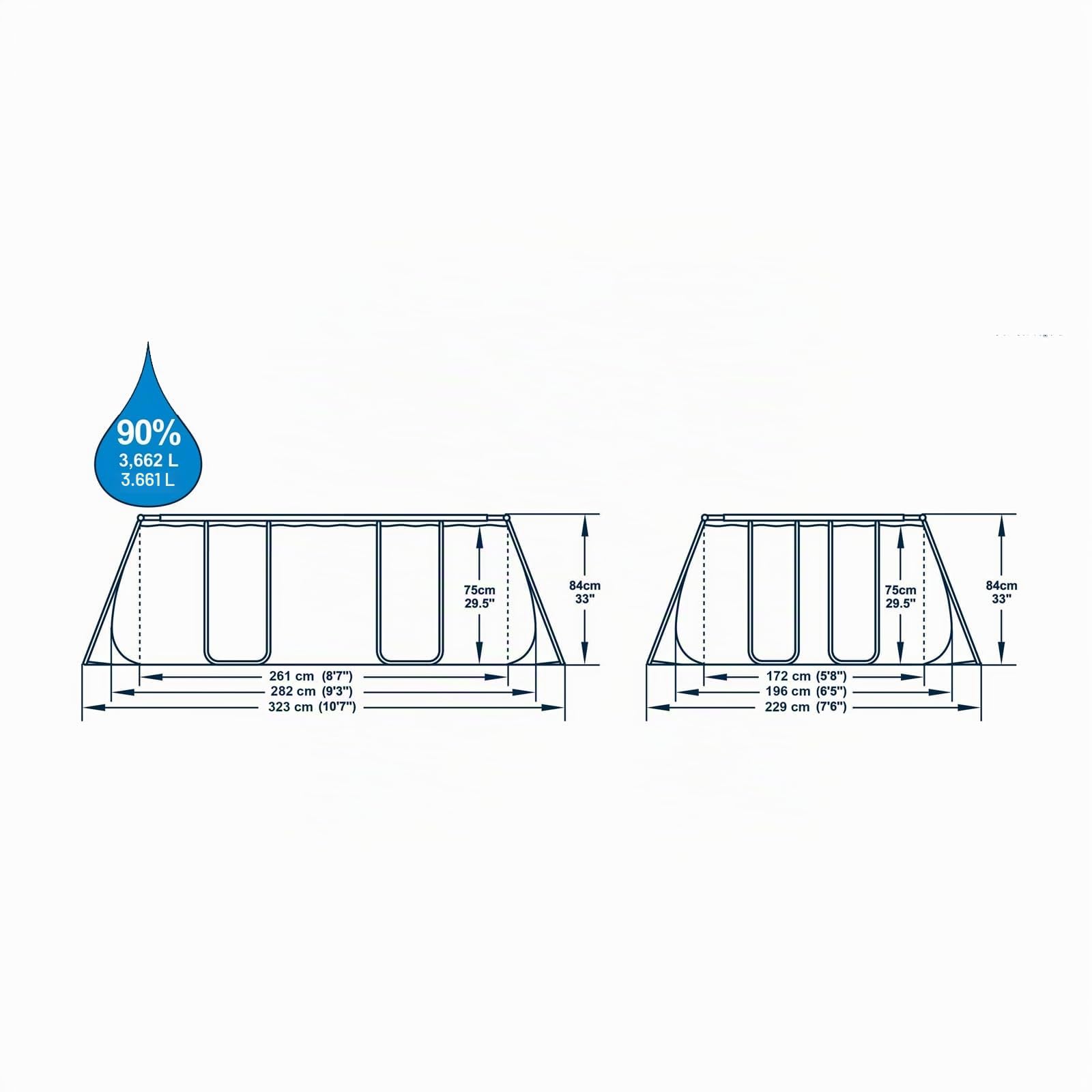 BESTWAY 56629C - Piscina Desmontable Tubular Power Steel 282x196x84 cm con Depuradora Cartucho 1.249 L/H