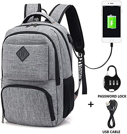 Student Backpack for Women Men - Slim Durable Business Laptops Backpacks/Daypacks/Knapsacks/Rucksacks with Laptop Compartment & USB Charging Port, School Computer Bags for Boys Girls - 30L Grey