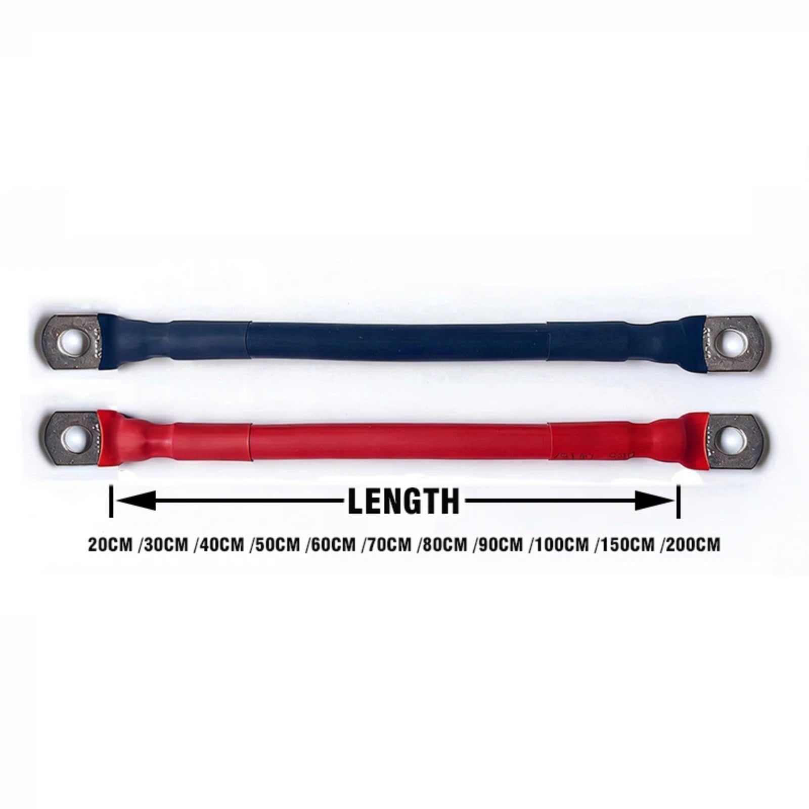 8 7 6 4 2 0AWG Red Black Super Soft Silicone Tinned Copper Wire Cable With M6 M8 M10(Black and red; 20 centimeters-0.65 foot; 0 AWG-M8)