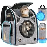 SUPPETS Cat Backpack Carrier Airline Approved Carrier Backpack for Small Dogs Carrier with Ventilated Design Collapsible and Waterproof, Pet Carrier Backpack with Washable Pad for Travel/Outdoor-Grey