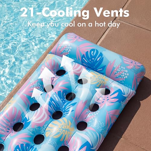 Image of Stonful 3 Pack Inflatable Pool Floats, Cooling Pool Rafts for Adults | Thickened PVC, 21-Cooling Vents, Giant Water Loungers, Headrest, Multi-purpose Pool Floaties for Pool Party, Lake, Beach