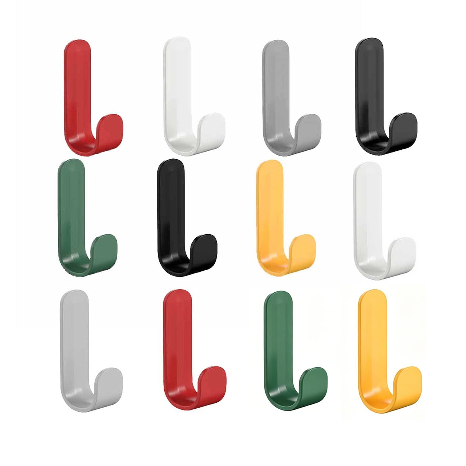 SKYPRO 12Pcs Mix Colors Adhesive Hooks Utility Wall Hooks Key Hooks for Wall Decorative Key Holder Rack Self Adhesive Wall Hooks for Towels, Hats, Shower, Kitchen, Living Room, Office.