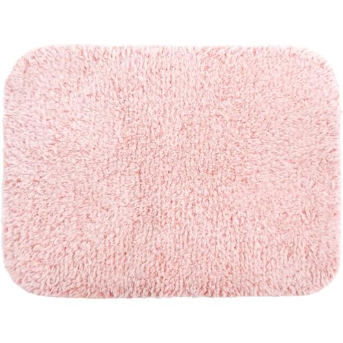 San-Luna 玄関マット 45cm × 60cm ふわふわ 「マシュマロ」 ピンク 日本製 | 室内用 抗菌 防臭 吸水 吸汗 洗える 厚手 オールシーズン ワンルーム 小さめ かわいい お洒落 無地 シンプル