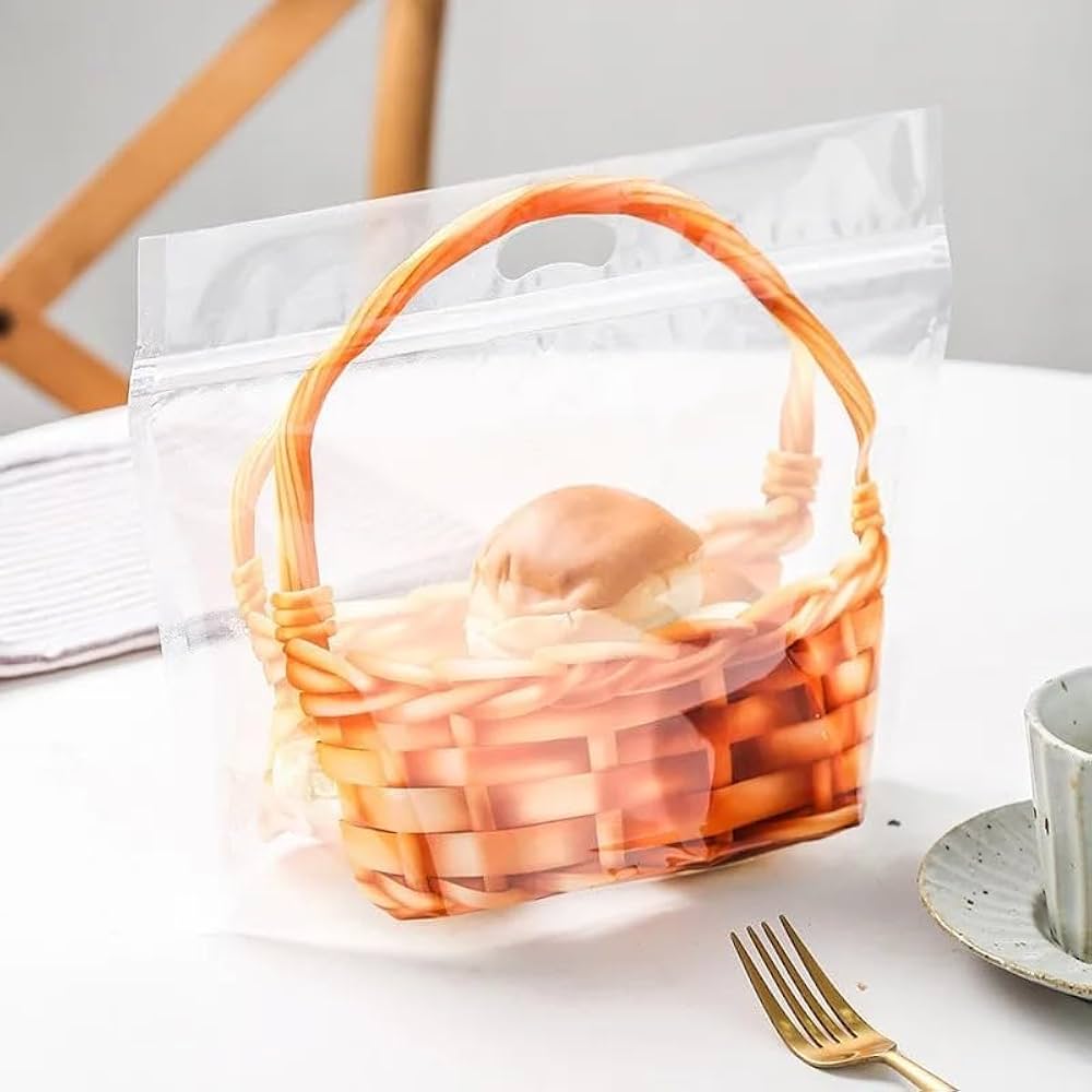 Amazon.co.jp: 【本格かご編み風】バスケットデザイン パン袋 9