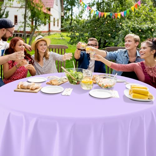 Yidako 24023 6Pcs Round Pastel Tablecloths, Rainbow Mix Color Plastic Tablecloth Disposable Round Table Covers thumb #6