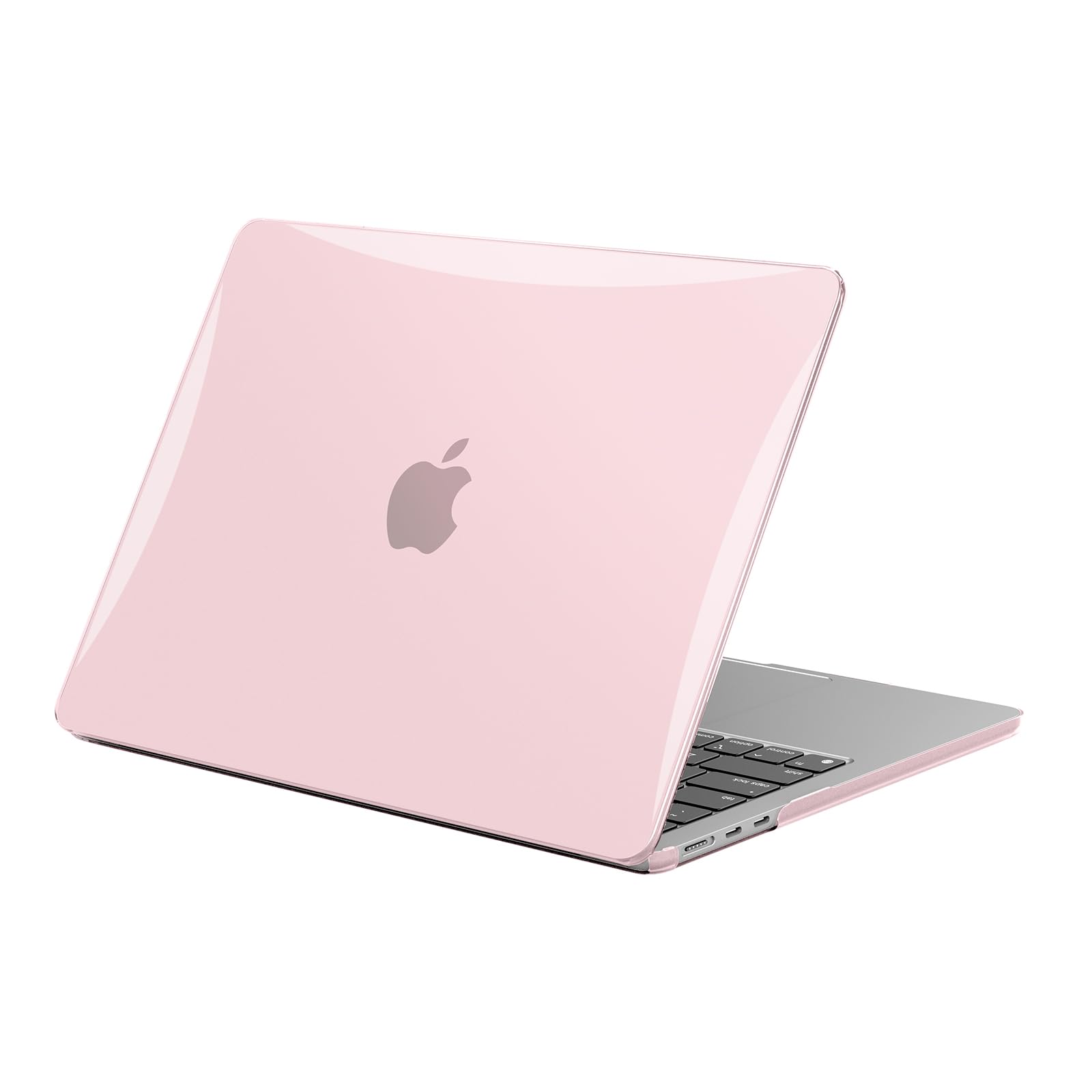 EooCoo Cover Compatibile con MacBook Air M4 M3 M2 15 Pollici 2025 2024 2023 A3241 A3114 A2941 con Touch ID, Custodia Rigide in Plastica Protection Mac Air 15.3 Superficie Liscia - Cristallo Rosa