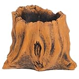 Sosoport Simulation Wood Bonsai Pot - Simulation Wood Pile Cement Pot - Vase Decor Succulent Plant Pot Bark Vase Fake Tree Stump Decor Tree Trunk