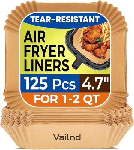 Image of 125PCS 4.7 Inch Square Air Fryer Liners Disposable for 1-2 QT