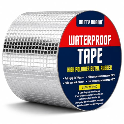Image of UB Unity Brand Waterproof Aluminium Tape for Roof Leakage, Heavy Duty Strong Adhesive Butyl Tape for Roof Leak, Water Tank, Window & Pipe Leakage Repair, Weatherproof Seal Tape (10 CM X 5 Meter)