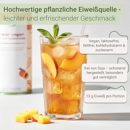 for you clear vegan protein hydrolysate – | Erfrischender Eiweiß-Drink mit Erbsenprotein | Vegan, laktosefrei, fettfrei & zuckerarm | Pfirsich-Eistee Geschmack (360g, Pfirsich-Eistee)