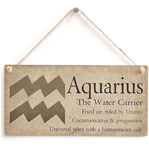 Hty Aquarius The Water Carrier - Beautiful Spiritual Gift Astrology Sign of The Zodiac Plaque 10"x5"（25x12.5 cm） Cover