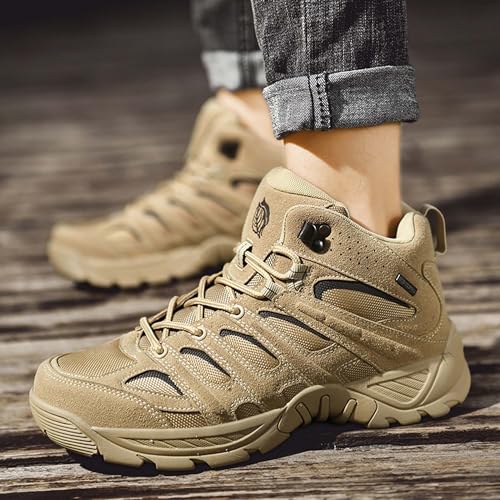 Mens Military Tactical Boots Waterproof Hiking Boots Casual Work Boots Outdoor Hiking Motorcycle Combat Boots Military Desert Boots Lightweight Comfortable All Day Work Boots4