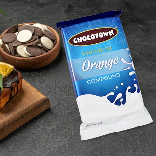 Image of Choco Nutri Town Premium Orange Compound Slab | Chocolate Bar For Making Cakes & Cookies - 500G